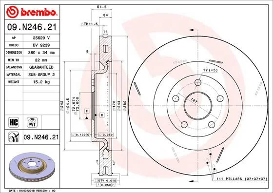 Zavorni disk BREMBO 09.N246.21
