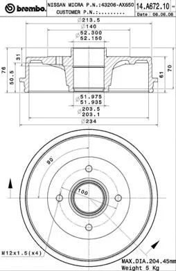 Zavorni boben BREMBO 14.A672.10