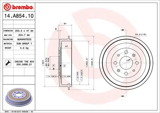 Zavorni boben BREMBO 14.A854.10