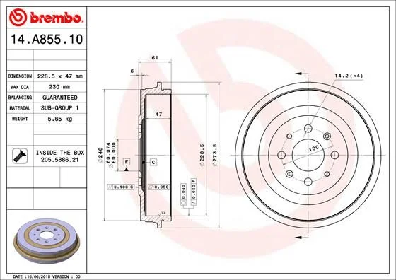 Zavorni boben BREMBO 14.A855.10