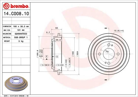 Zavorni boben BREMBO 14.C008.10