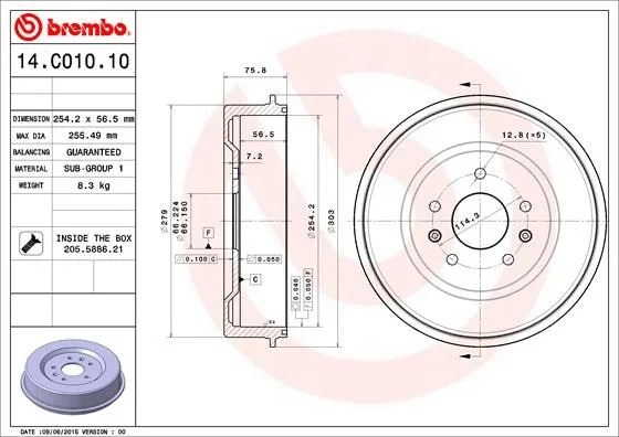 Zavorni boben BREMBO 14.C010.10
