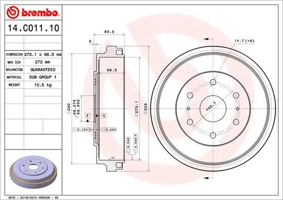 Zavorni boben BREMBO 14.C011.10