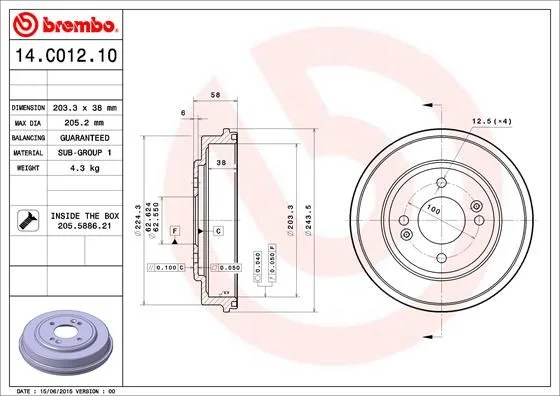 Zavorni boben BREMBO 14.C012.10