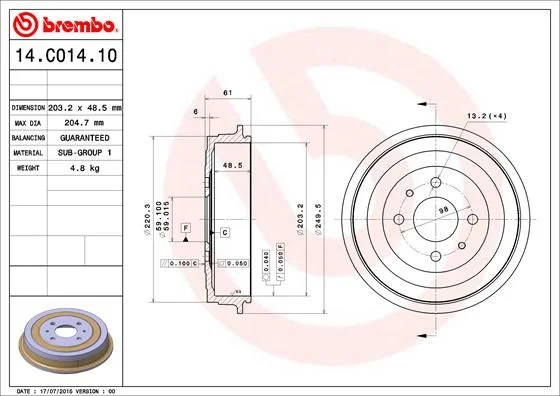 Zavorni boben BREMBO 14.C014.10