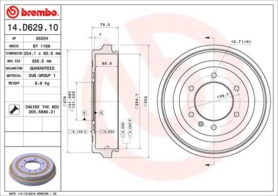 Brake Drum BREMBO 14.D629.10