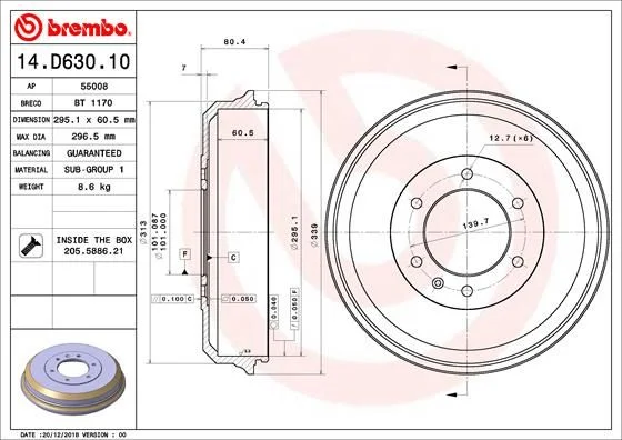 Zavorni boben BREMBO 14.D630.10