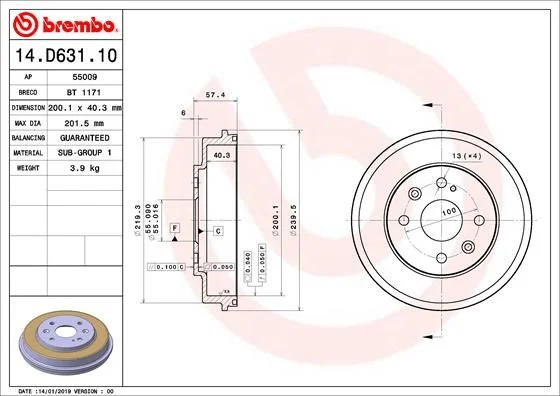 Zavorni boben BREMBO 14.D631.10