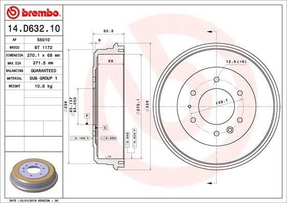 Zavorni boben BREMBO 14.D632.10