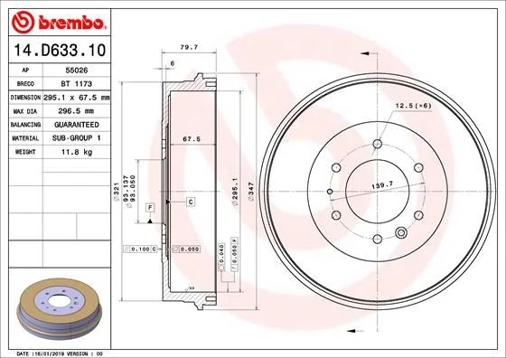 Zavorni boben BREMBO 14.D633.10