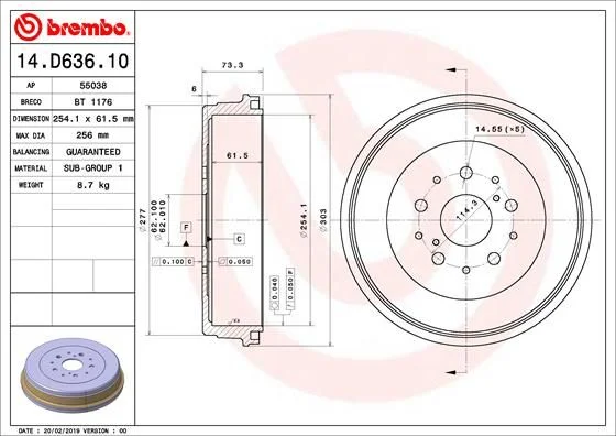 Zavorni boben BREMBO 14.D636.10