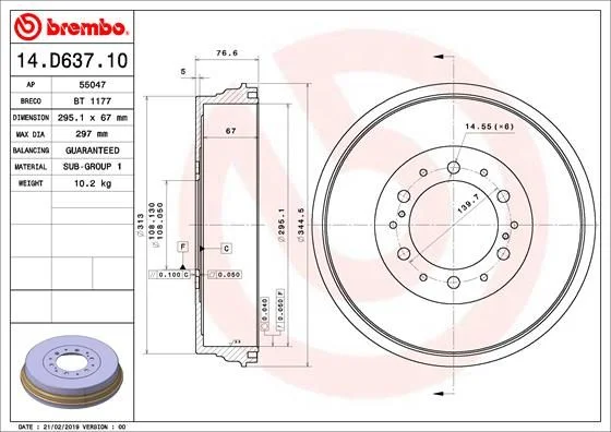 Zavorni boben BREMBO 14.D637.10