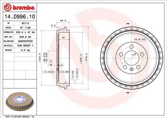 Zavorni boben BREMBO 14.D996.10