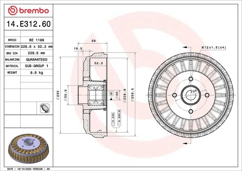 Zavorni boben BREMBO 14.E312.60