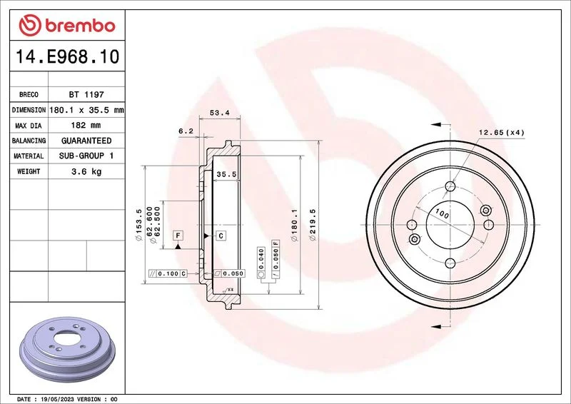 Zavorni boben BREMBO 14.E968.10