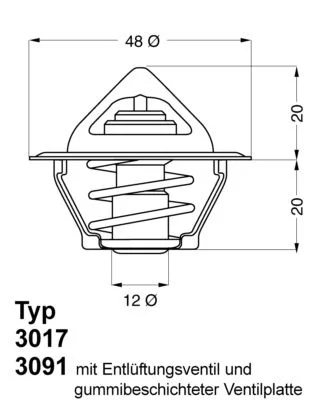 Termostat, hladilna tekočina BorgWarner (Wahler) 3017.92D2
