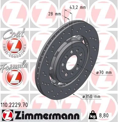 Stabdžių diskas ZIMMERMANN 110.2229.70