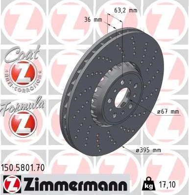 Stabdžių diskas ZIMMERMANN 150.5801.70