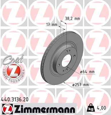 Brake Disc ZIMMERMANN 440.3136.20