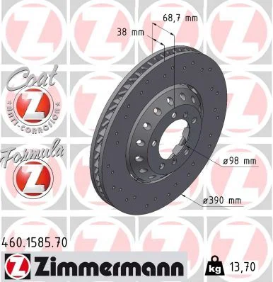 Stabdžių diskas ZIMMERMANN 460.1585.70