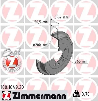 Zavorni boben ZIMMERMANN 100.1649.20