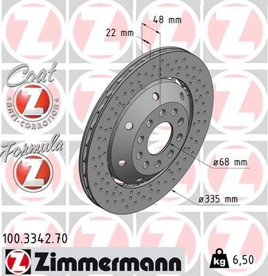 Stabdžių diskas ZIMMERMANN 100.3342.70