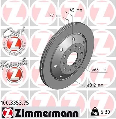 Zavorni disk ZIMMERMANN 100.3353.75
