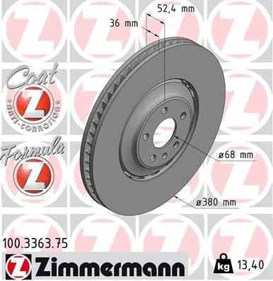 Stabdžių diskas ZIMMERMANN 100.3363.75