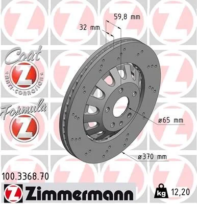 Stabdžių diskas ZIMMERMANN 100.3368.70