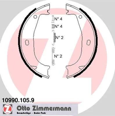 Komplet zavornih čeljusti, parkirna zavora ZIMMERMANN 10990.105.9