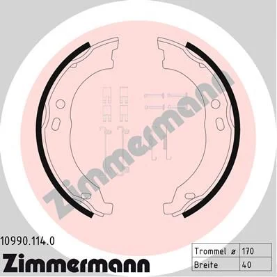 Komplet zavornih čeljusti, parkirna zavora ZIMMERMANN 10990.114.0
