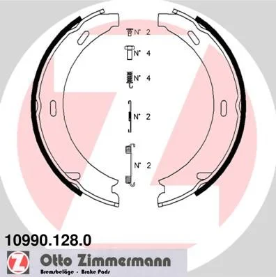 Komplet zavornih čeljusti, parkirna zavora ZIMMERMANN 10990.128.0