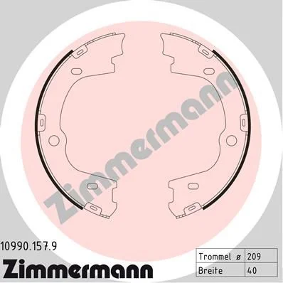 Komplet zavornih čeljusti, parkirna zavora ZIMMERMANN 10990.157.9