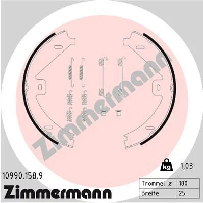 Komplet zavornih čeljusti, parkirna zavora ZIMMERMANN 10990.158.9
