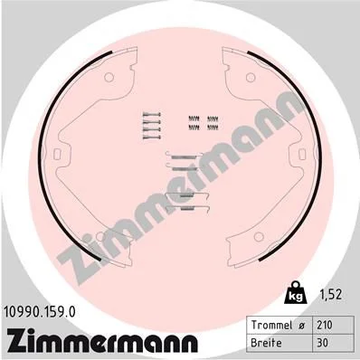 Komplet zavornih čeljusti, parkirna zavora ZIMMERMANN 10990.159.0
