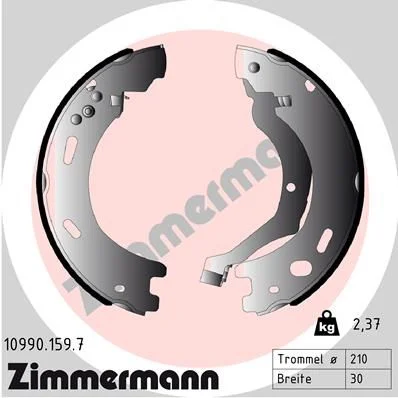 Komplet zavornih čeljusti, parkirna zavora ZIMMERMANN 10990.159.7