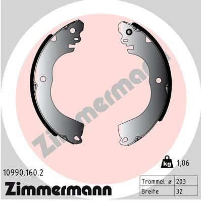 Komplet zavornih čevljev ZIMMERMANN 10990.160.2