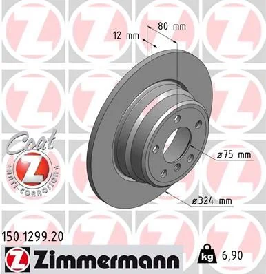 Stabdžių diskas ZIMMERMANN 150.1299.20