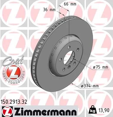 Zavorni disk ZIMMERMANN 150.2913.32