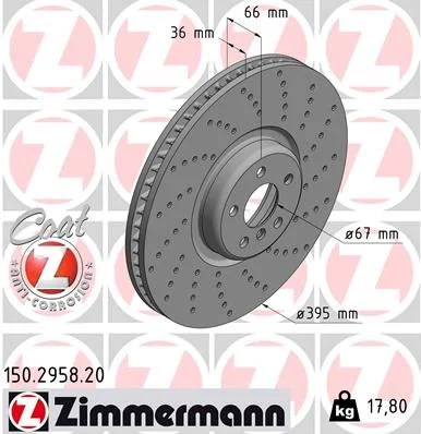 Stabdžių diskas ZIMMERMANN 150.2958.20