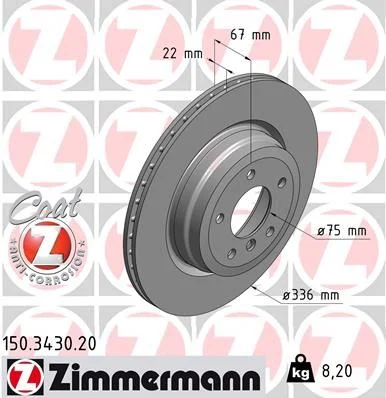 Stabdžių diskas ZIMMERMANN 150.3430.20