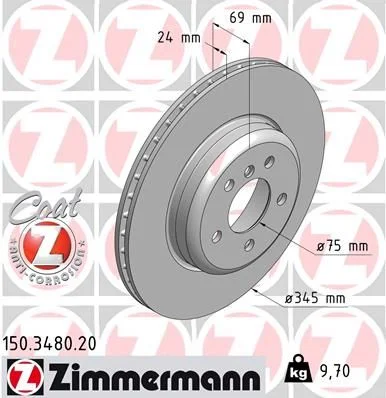 Stabdžių diskas ZIMMERMANN 150.3480.20