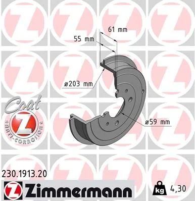 Zavorni boben ZIMMERMANN 230.1913.20
