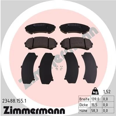 Brake Pad Set, disc brake ZIMMERMANN 23488.155.1