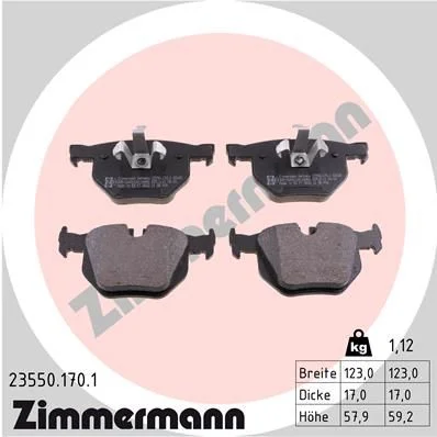 Stabdžių trinkelių rinkinys, diskinis stabdys ZIMMERMANN 23550.170.1