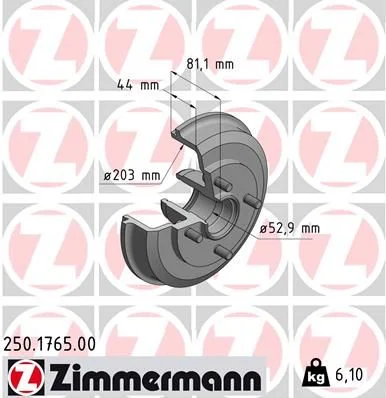 Zavorni boben ZIMMERMANN 250.1765.00