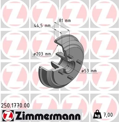 Zavorni boben ZIMMERMANN 250.1770.00
