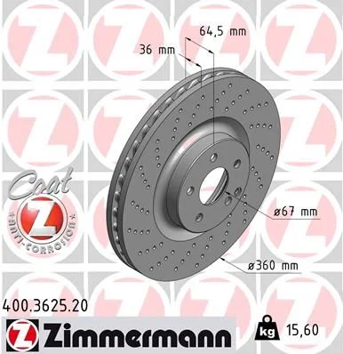 Brake Disc ZIMMERMANN 400.3625.20
