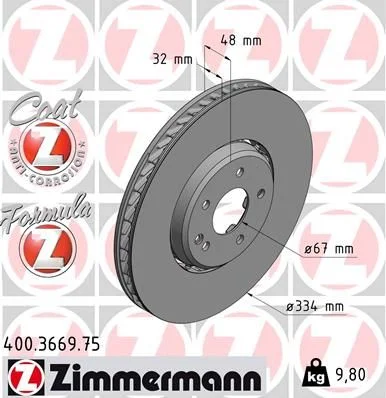 Zavorni disk ZIMMERMANN 400.3669.75