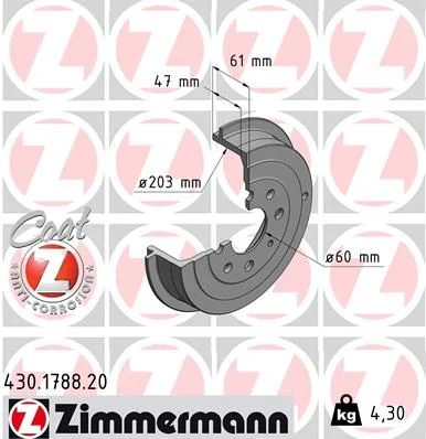 Zavorni boben ZIMMERMANN 430.1788.20